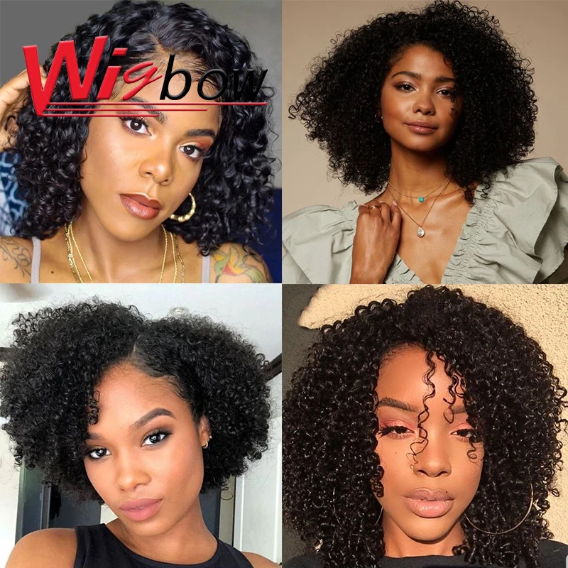 Short Hair Bundles With Closure 6+1/lot Brazilian Afro Kinky Curly Hair Bundles With 4x4x1 Closure Middle Part with Preplucked