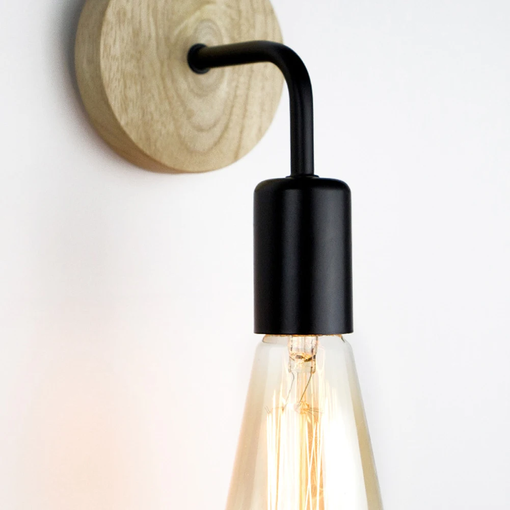 

Wood Wall Lamp Vintage Sconce Wall Lights Fixture E27 Lamp Holder 110/220V Bedside Retro Lamp Industrial Decor Dining Room Light