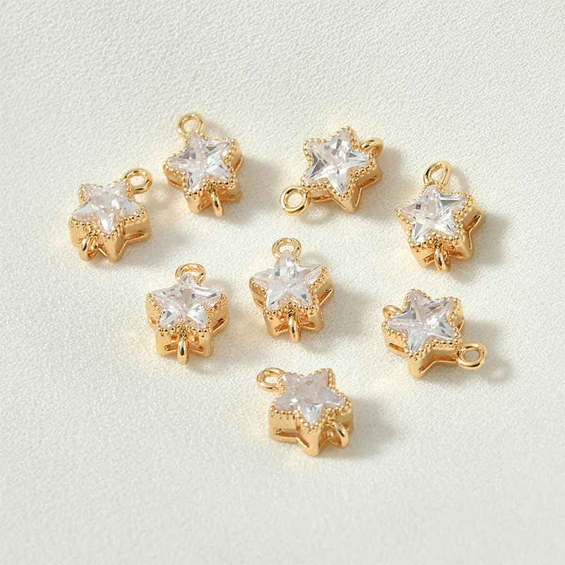 Медный позолоченный кулон 16 к настоящий золотой цвет звезда луна двойной висящий