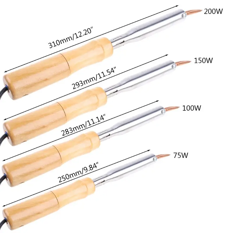 

425D 220V Heavy Duty Electric Soldering Iron 75W 100W 150W 200W High Power Soldering Iron Chisel Tip Wood Handle