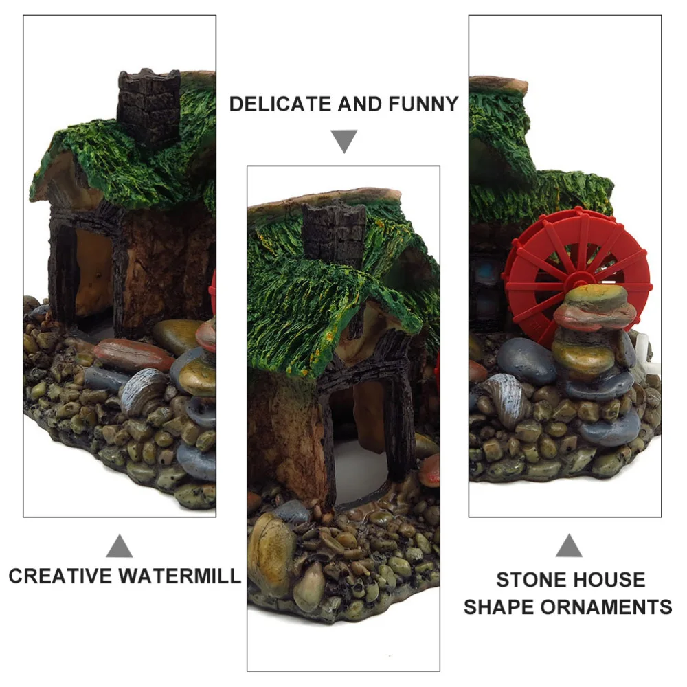 

Fish Tank Landscaping Ornament Resin Watermill Micro Landscape Decor Adornment
