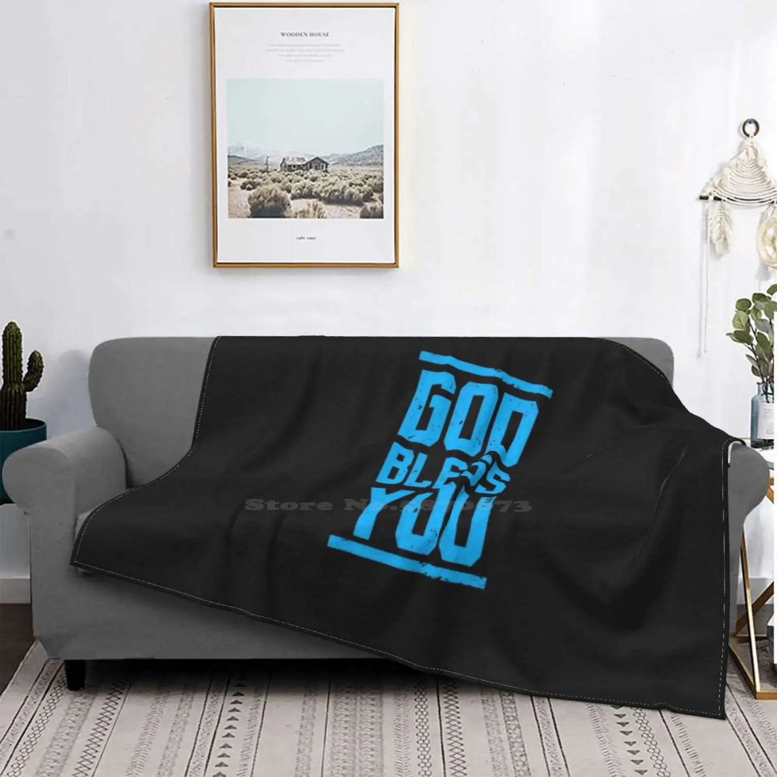 Хит продаж комнатное фланелевое одеяло God Bless You-христианский дизайн Великий