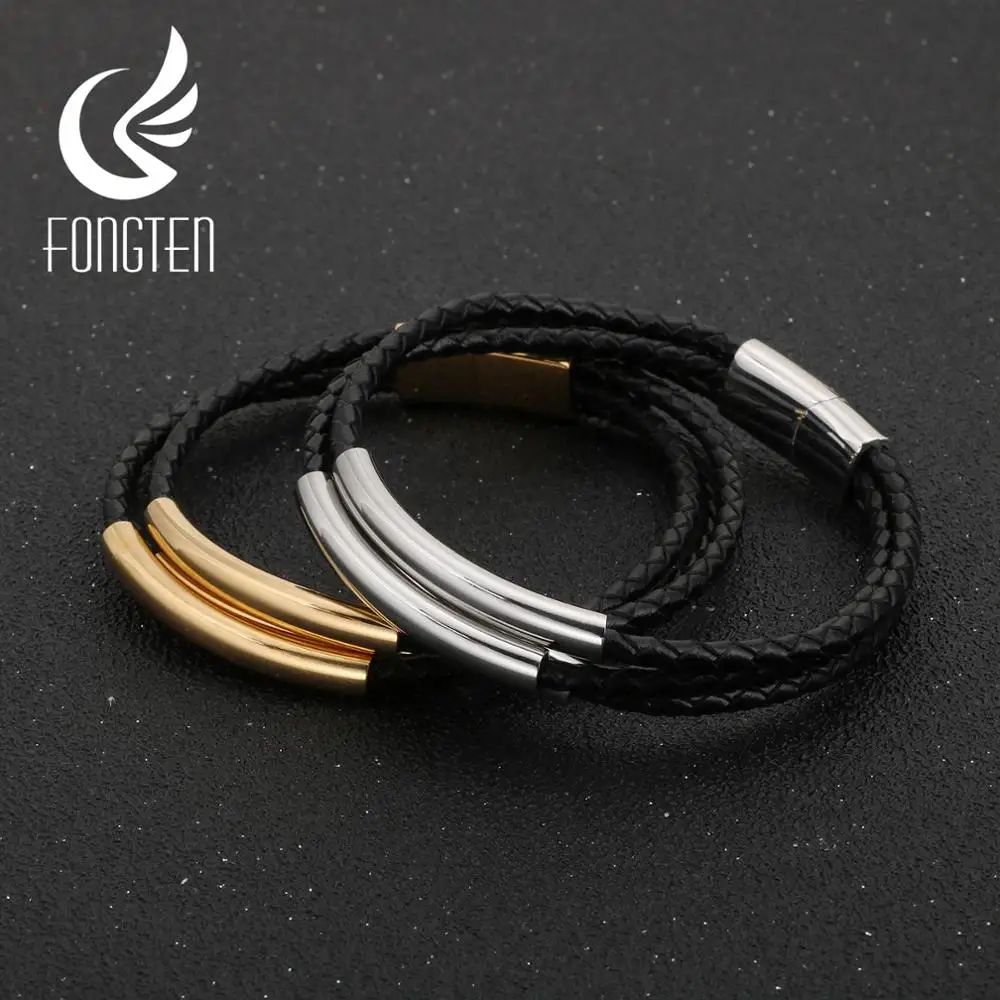 Мужской многослойный Плетеный Браслет из воловьей кожи с магнитной застежкой |
