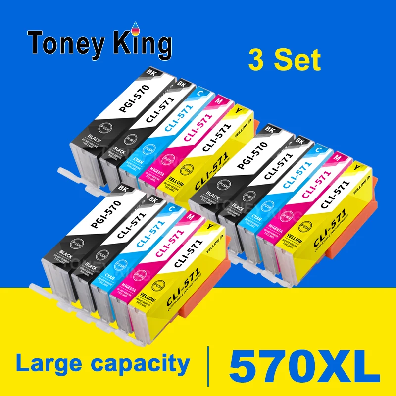 

Toney King For Canon PGI-570 CLI-571 Full Ink Cartridges For Canon PIXMA MG5750 MG6850 MG7750 TS5050 TS6050 Printer Cartridge