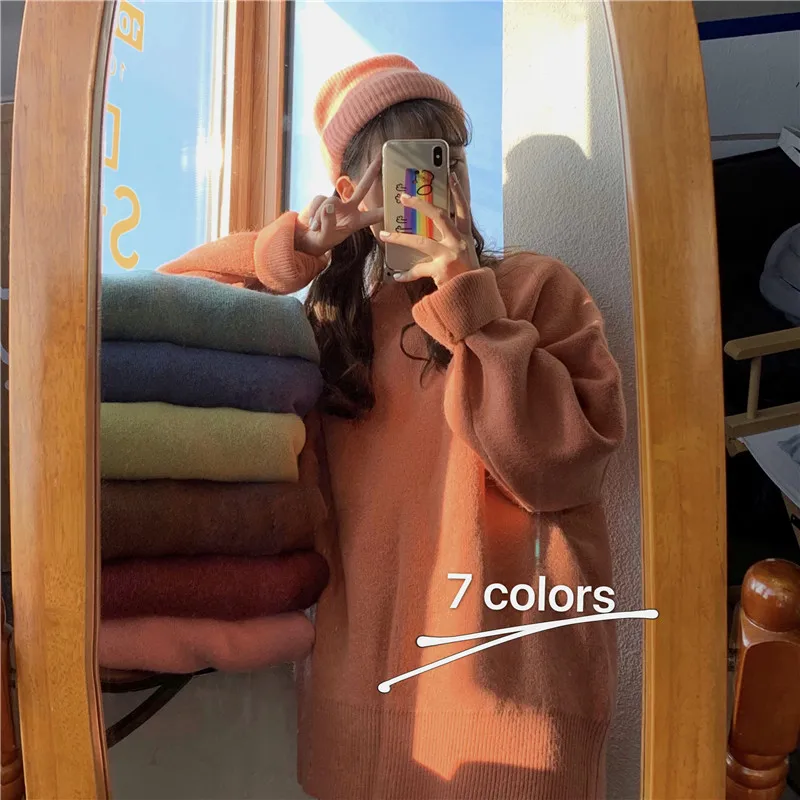 Женский свитер Корейская зимняя одежда 2019 размера плюс пуловер вязаный женский