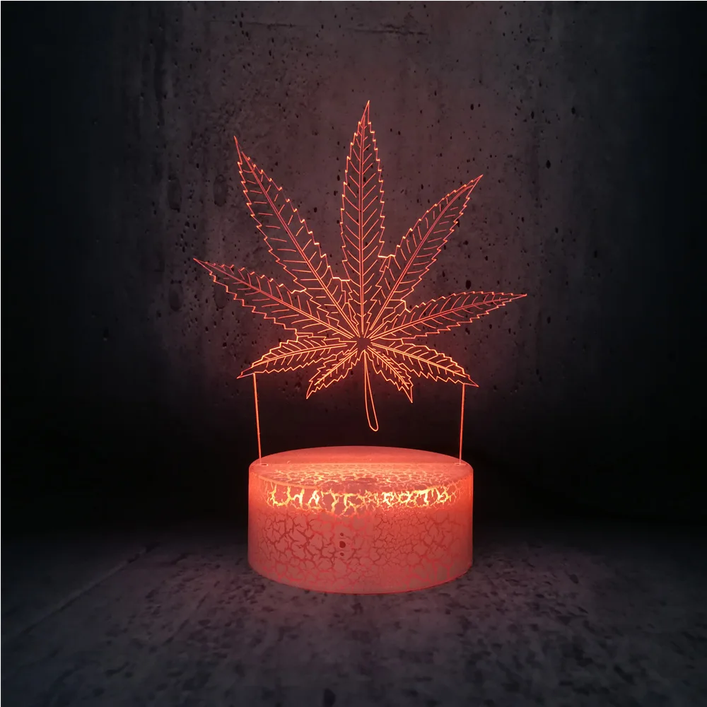 Ночник с пеньковыми листьями светодиодная лампа 3D иллюзией кленовый