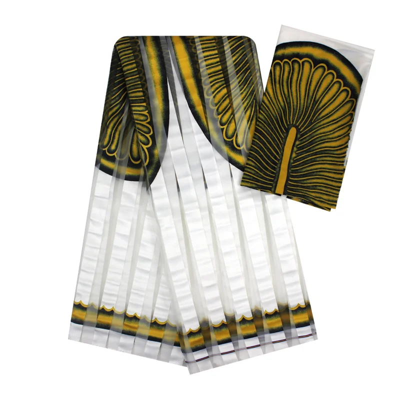 African wax ankara fabric hot selling silk organza fabric ribbon organza fabric for dress 4+2yards