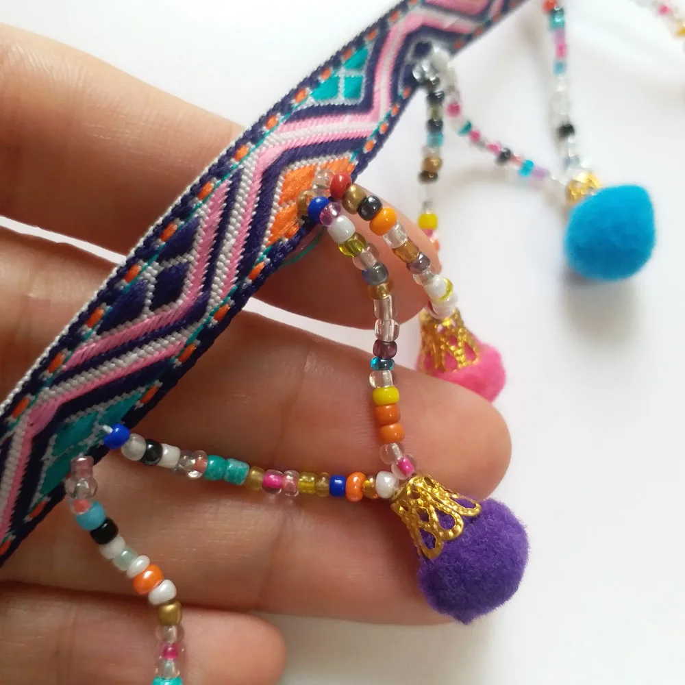 1 ярд народные украшения с бахромой из бисера на заказ для одежды и сумок