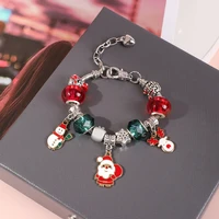 2021 new fashion christmas diy crystal beaded cute snowman pendant pandora style fashion christmas gift bracelet