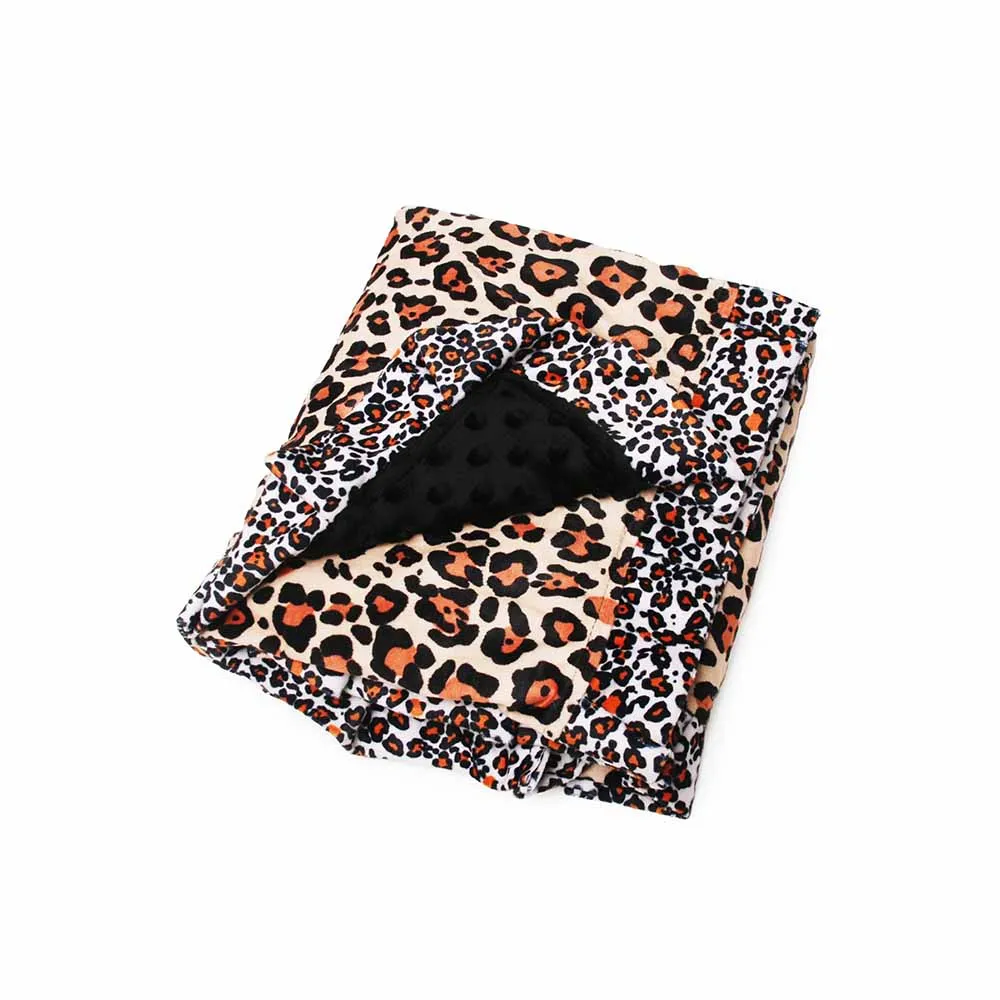 5 pcs Ruffle Minky Blankets Serape Monogrammable Baby Cotton Quilt Leopard Sunflower Blanket DOM1310 |
