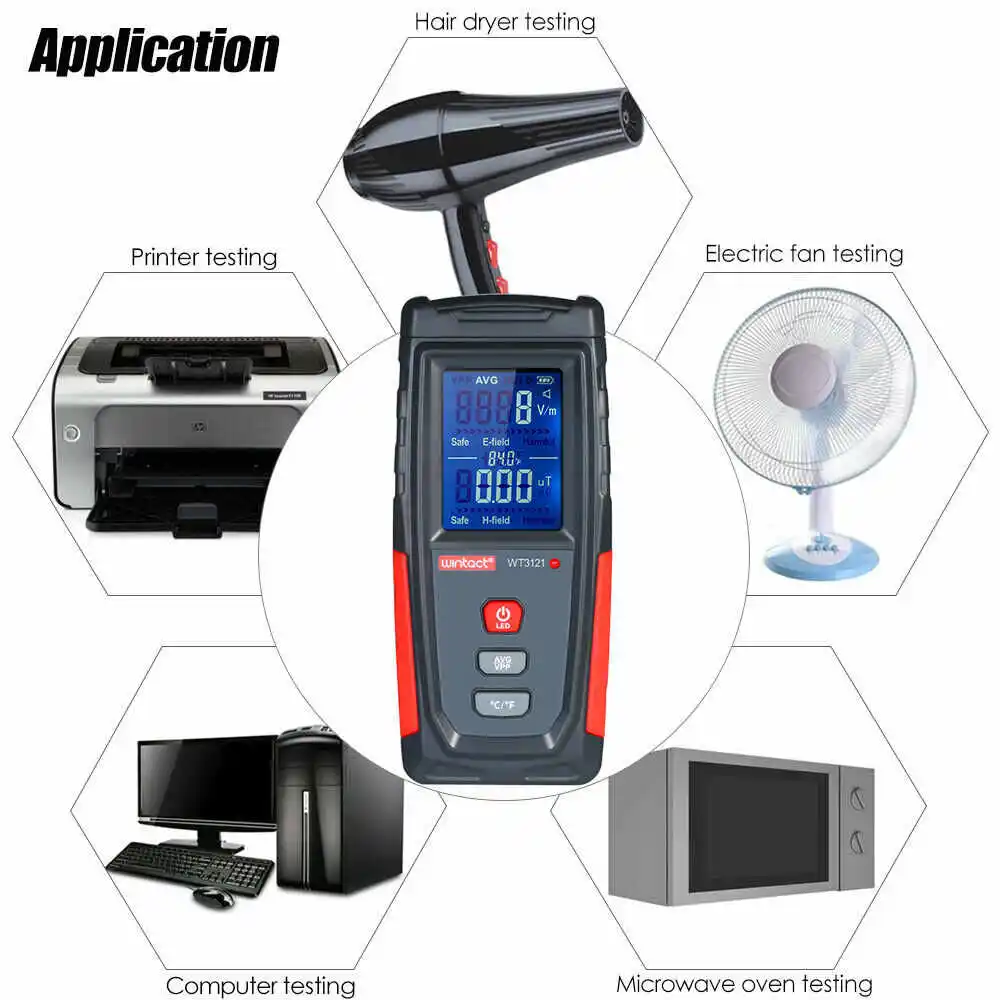 ЖК цифровой EMF метр WT3121 детектор электромагнитного поля излучения