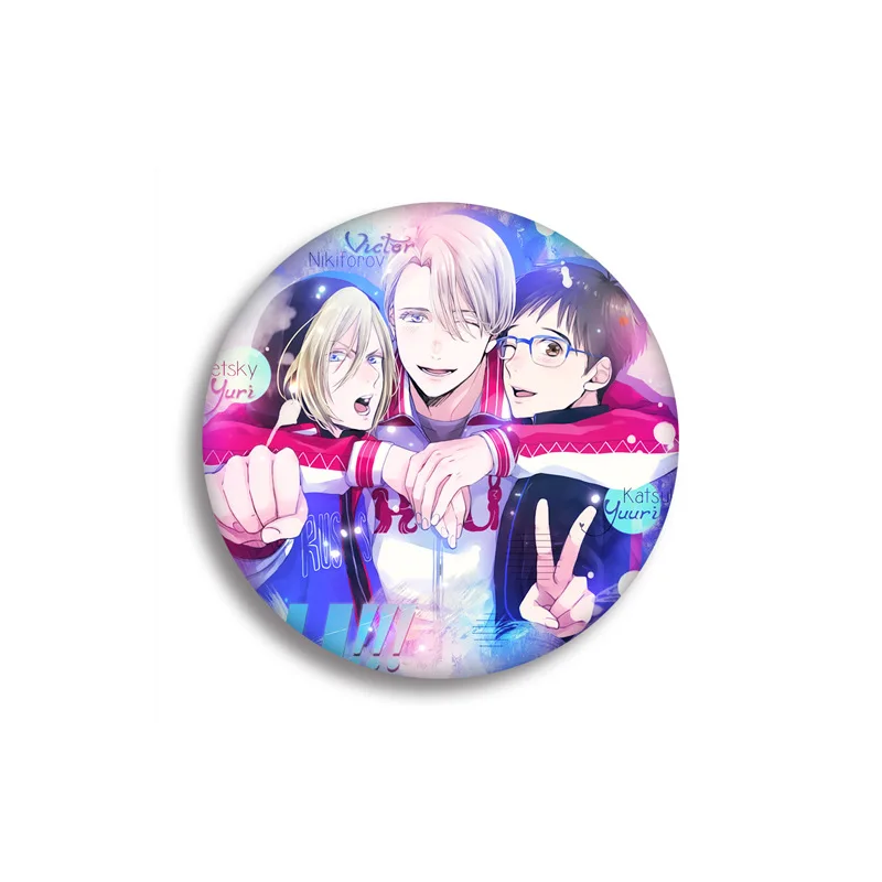 58MM Yuri!!! On Ice Lapel Pin Button Yurio Victor Sweet Cartoon Pattern Cosplay Badges Fashion Bag Clothes Backpack Decorative - купить по