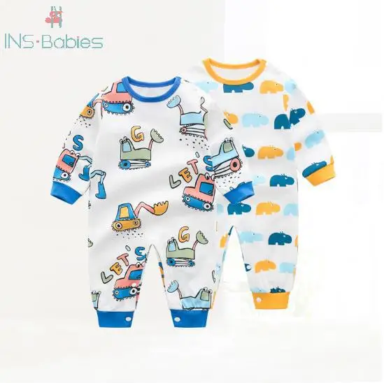 Модная одежда для новорожденных Комбинезон с длинными рукавами и рисунком