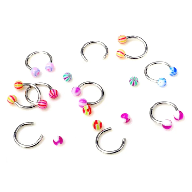 8 шт. УФ Красочные смешанные губ ногтей Стержень Универсальный кольца для носа