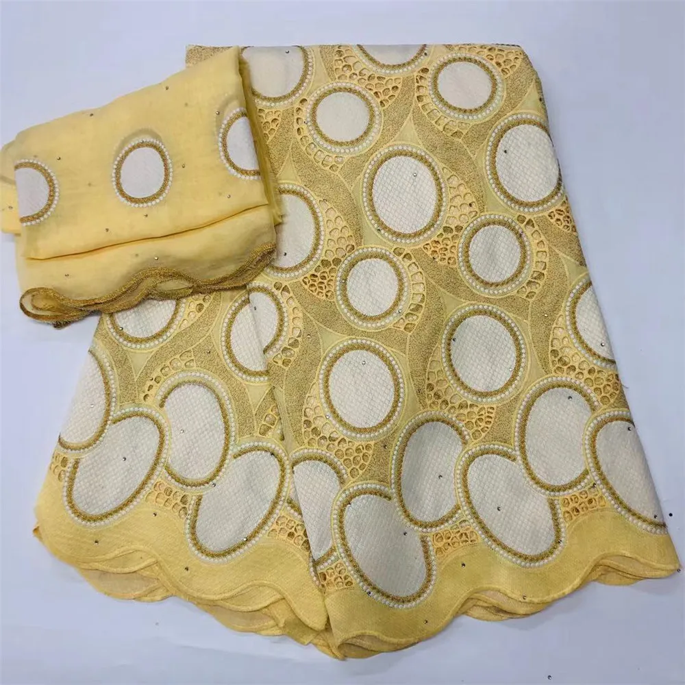 

African Cotton Lace Fabric 2021 High Quality Lace Swiss Voile Lace Fabric With Stones Nigerian Dry Lace Fabrics 7yards h22-38