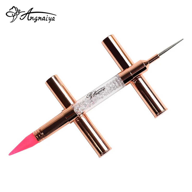 ANGNYA двухсторонний инструмент для розовое золото Nail Art Pen расставить Стразы с