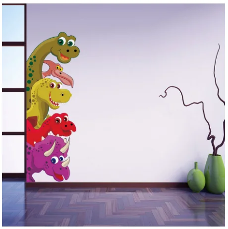 Забавный динозавр за дверью Декор стены наклейки детская комната спальня