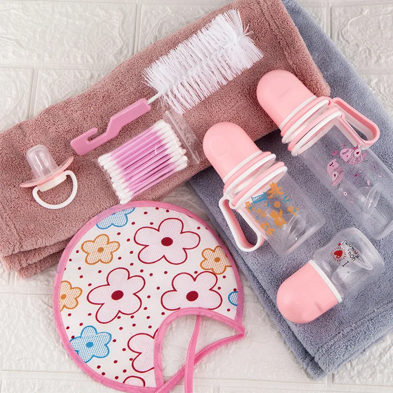 

Newborn 7PCS/SET Baby Feeding Bottles Cotton Swab Bib Pacifier Milk Cup Brush Set PP BPA Free Baby Accessories Baby Supplies