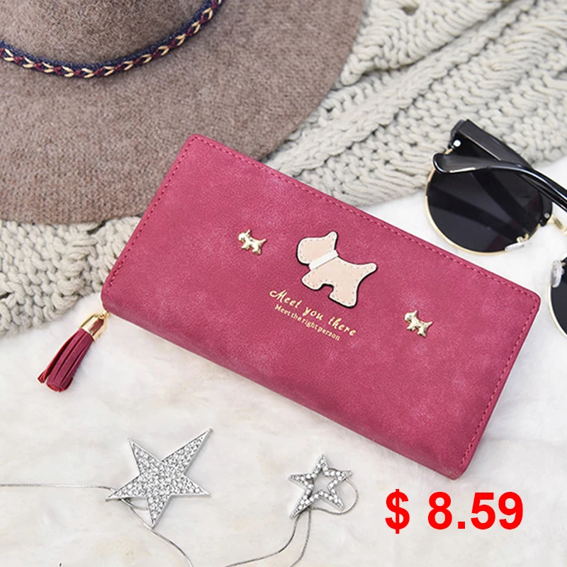 color10 Amarte мультяшный кошелек с собакой женский Матовый кожаный кошелек с кисточкой и пряжкой на молнии Кошелек для животных женский милый держатель для карт - Цвет: color10