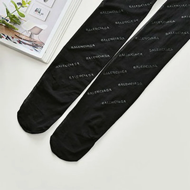 Сексуальные женские черные колготки с буквенным принтом для девочек Тонкие