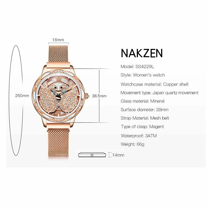 NAKZEN Women Watches Stainless Steel Wristwatch Top Luxury Quartz Montre Femme Life Waterproof Clock Gifts For Women Reloj Mujer enlarge