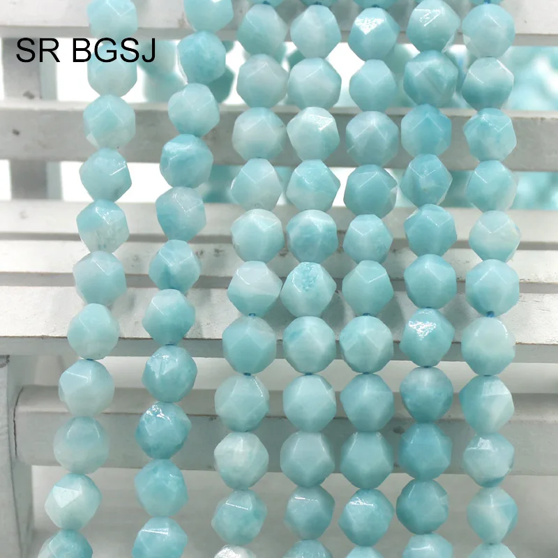 Бесплатная доставка 8 мм граненые круглые многоугольные чистые камни амазонита