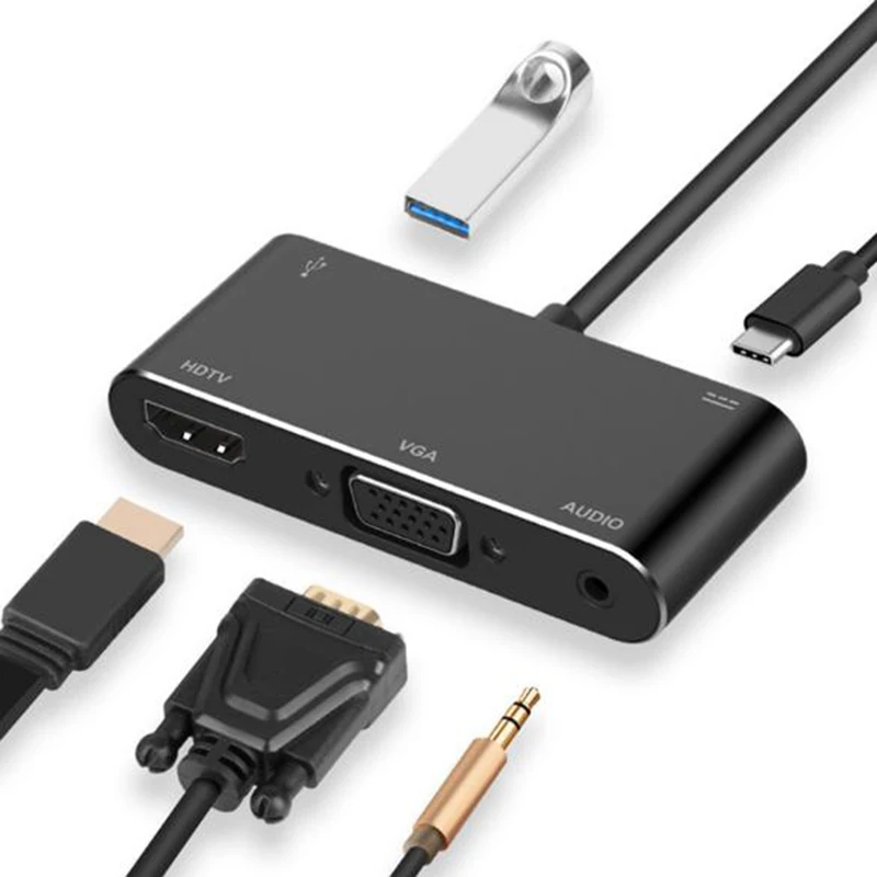 1 шт. 5 в Тип C вход аудио/видео кабель HDMI/VGA/USB 3 0/Аудио/USB C/PD зарядки Порты и разъёмы