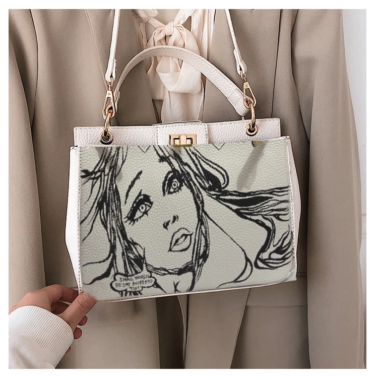 2020 роскошная дизайнерская женская сумочка с рисунком скетчей золотая фурнитура