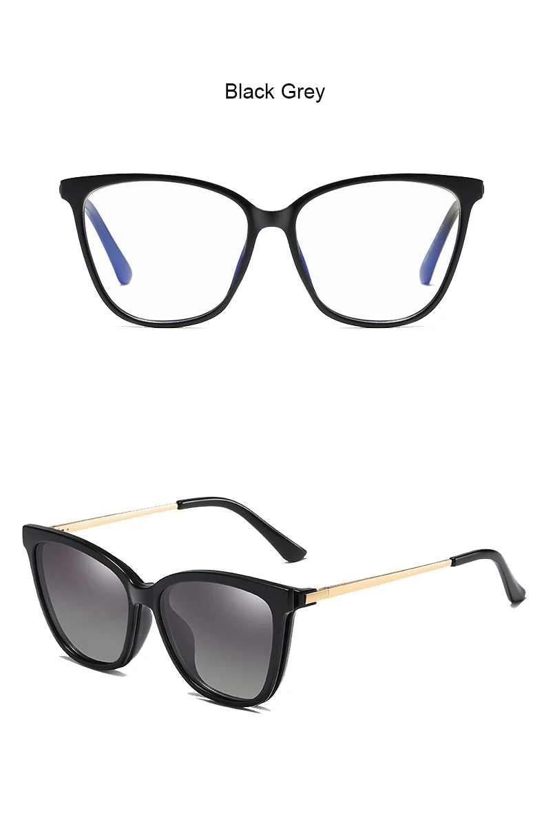 2 In 1 Set Polarized Clip On Sunglasses For Women Men Retro Luxury CatEye Anti Blue Light Glasses Frame Magnetic Driving Eyewear square sunglasses