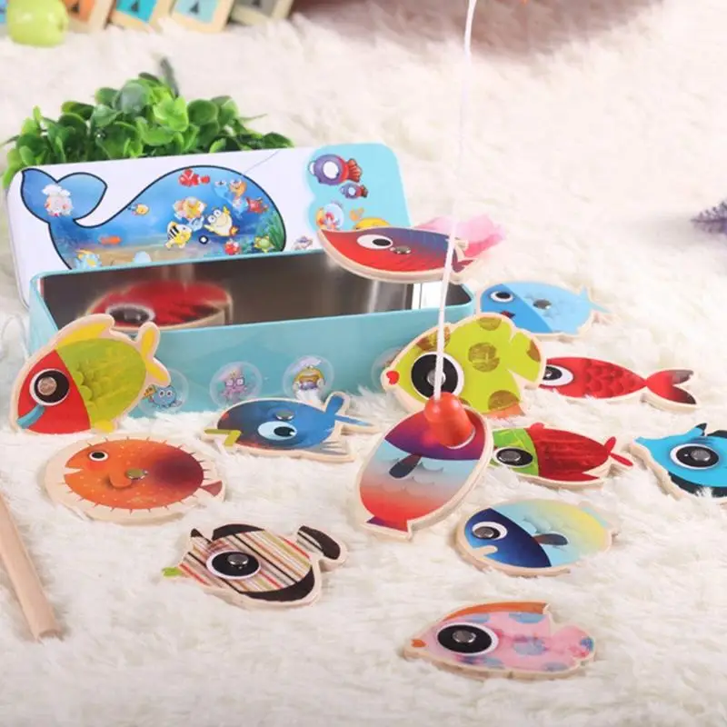 Детская деревянная игрушка-палочка магнитные игрушки рыболовная игра жестяная