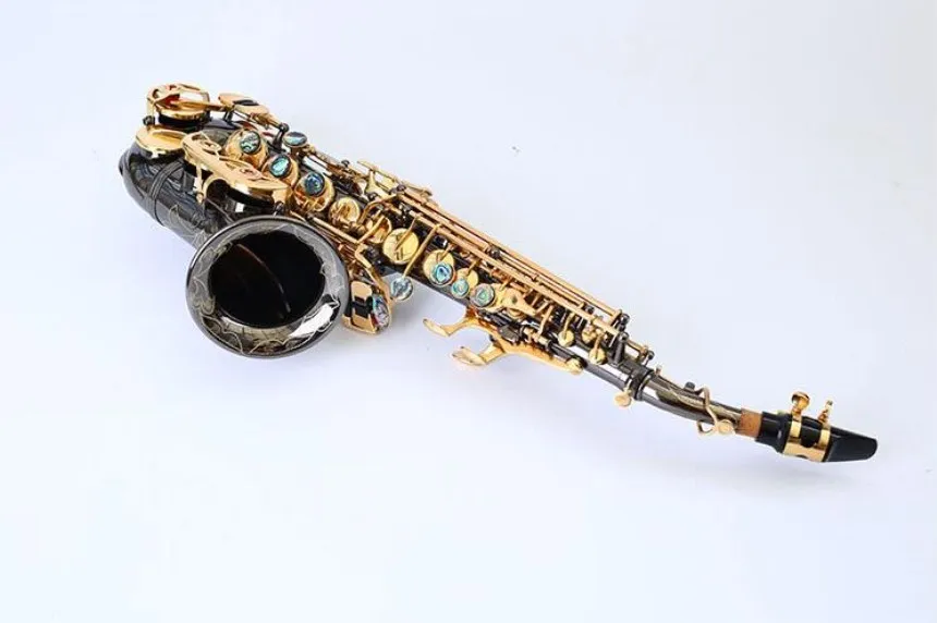Brass Black Nickel Gold Key Carve Pattern Bb Bend Althorn Soprano Saxophone Abalone Button Buttons Wind Instrument With Case | Спорт и