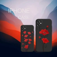 poppy flower bloom phone case black color for iphone 13 12 mini 11 pro x xr xs max 7 8 6 6s plus se shell cover