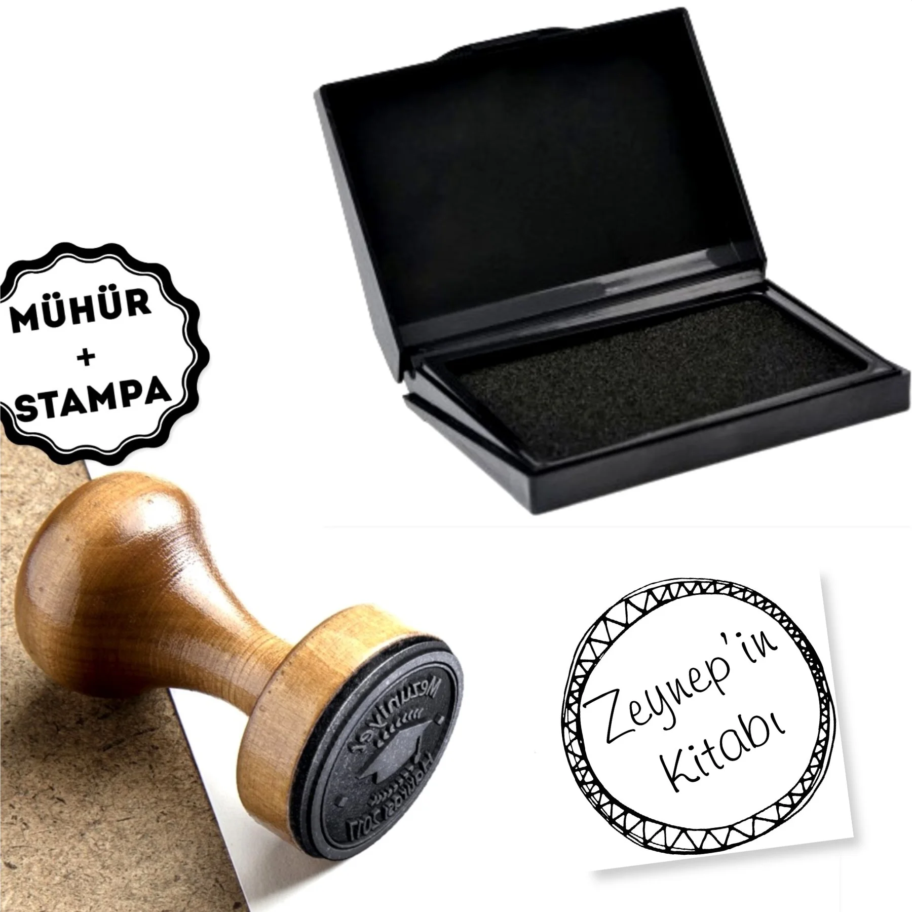 

Personalized Name Written Wood Book Seal-A860