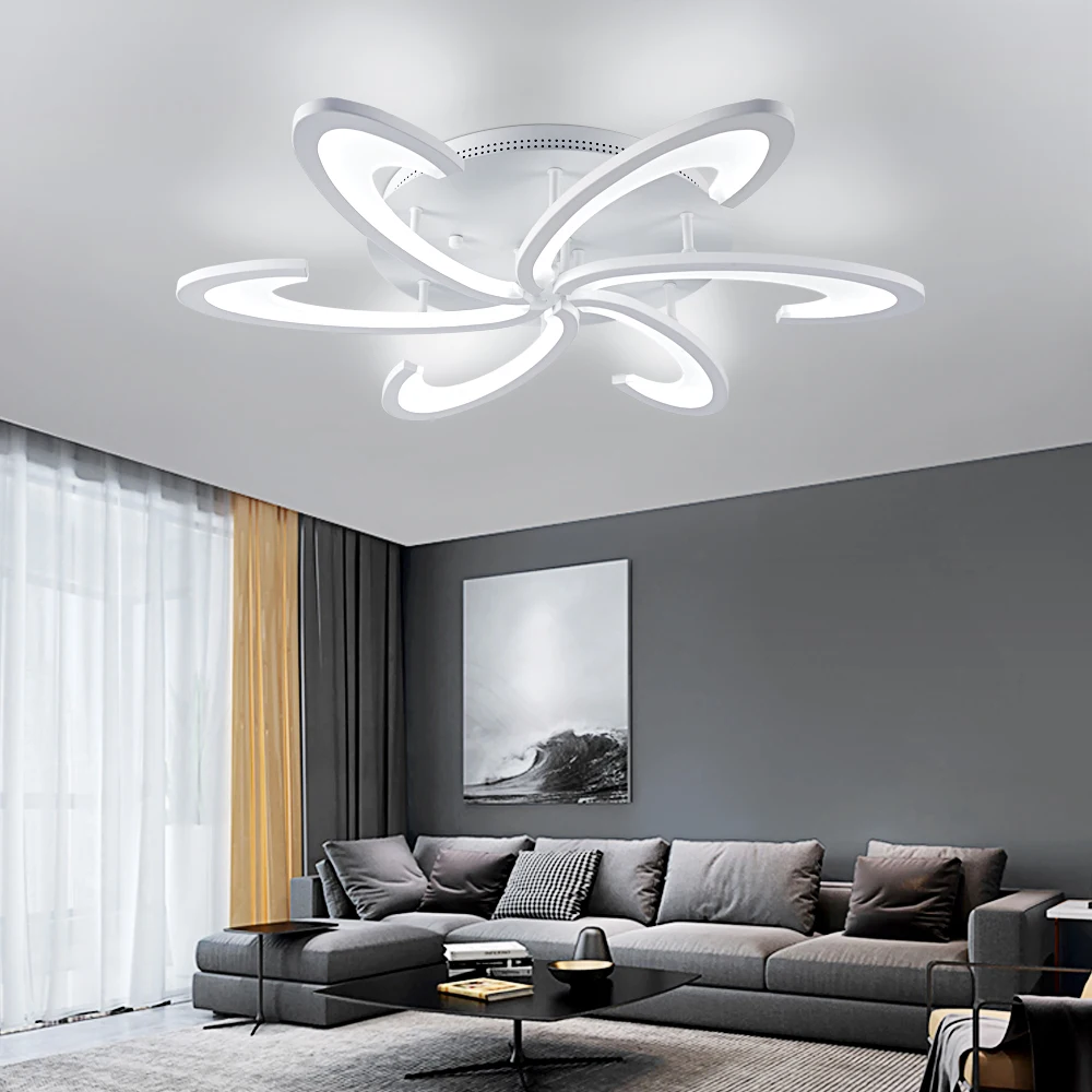 Lámpara de araña Led acrílica moderna, Lustre de techo, sala de estar color blanco para, dormitorio, accesorios de iluminación interior