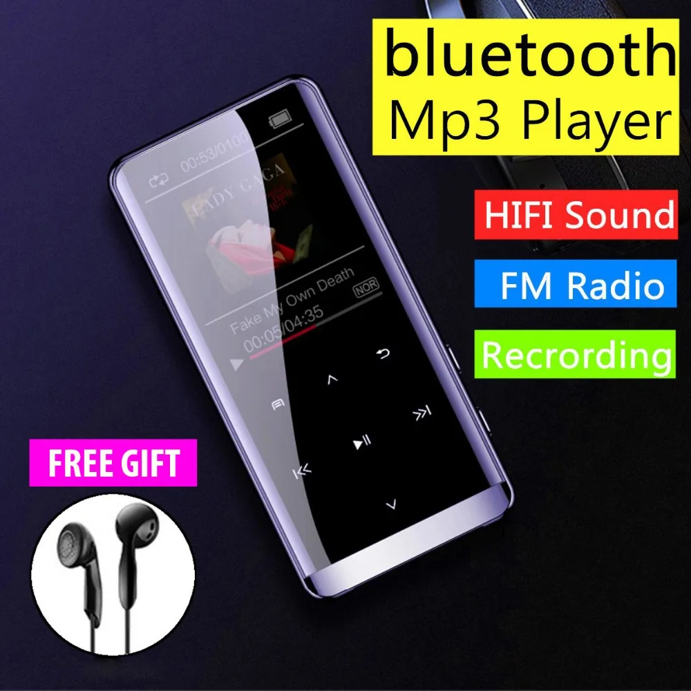 OTG MP3 плеер Диктофон Bluetooth 4,2 сенсорный экран 1,8 дюймов Портативный HIFI 5D музыкальный плеер 8 ГБ/16 г ультра тонкий mp3-плеер FM