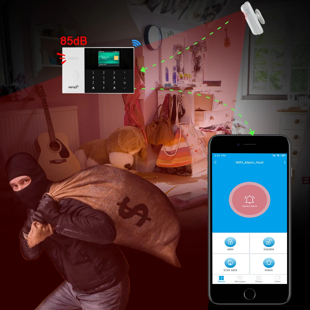 Система охранной сигнализации Awaywar 2 4 дюйма TFT Wi Fi GSM|Комплекты для сигнализации| |