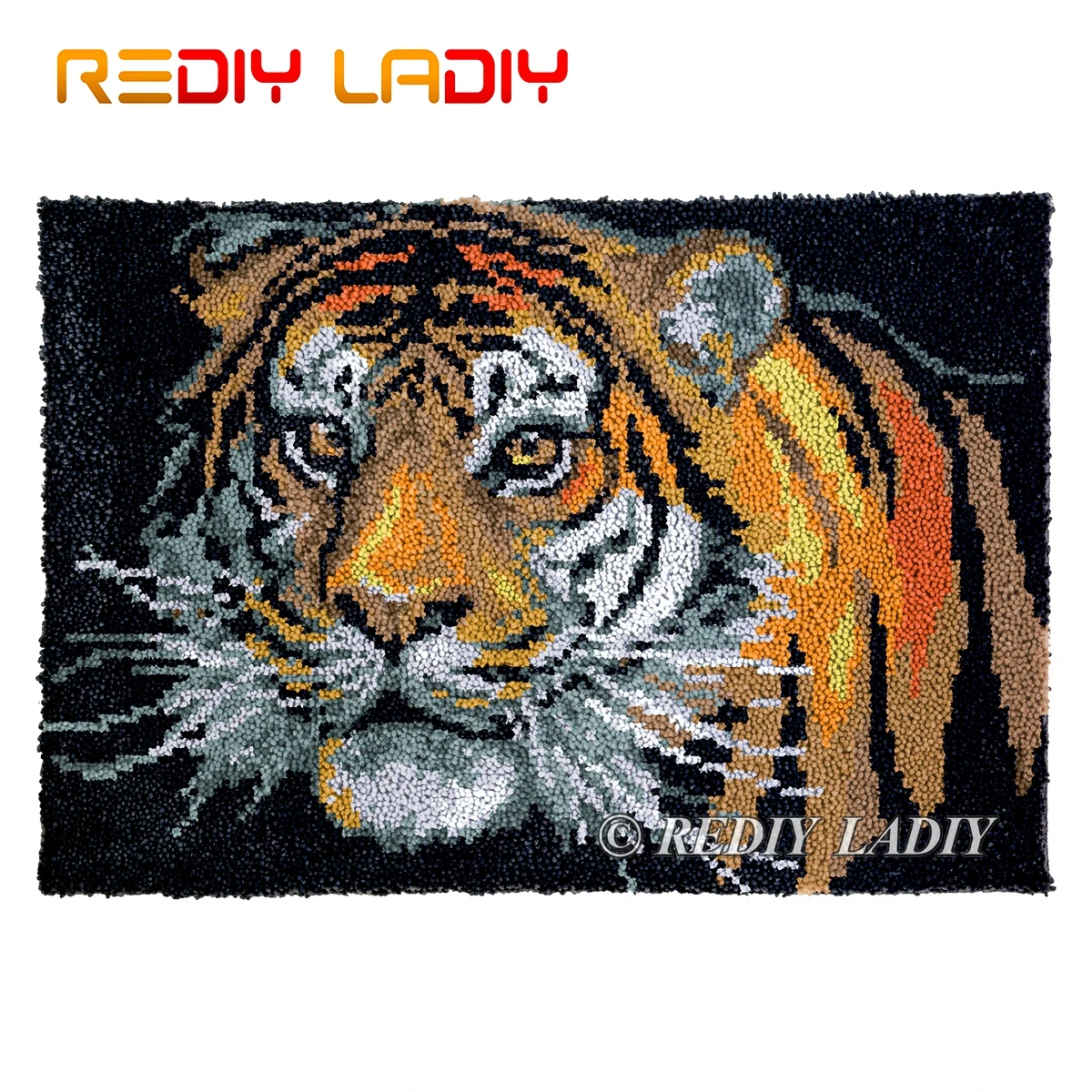 

Latch Hook Rug King of Tiger Plush Tapestry Kits DIY Carpet Rug Chunky Yarn Arts & Crafts Crochet Floor Mat Home Decor 85*60cm