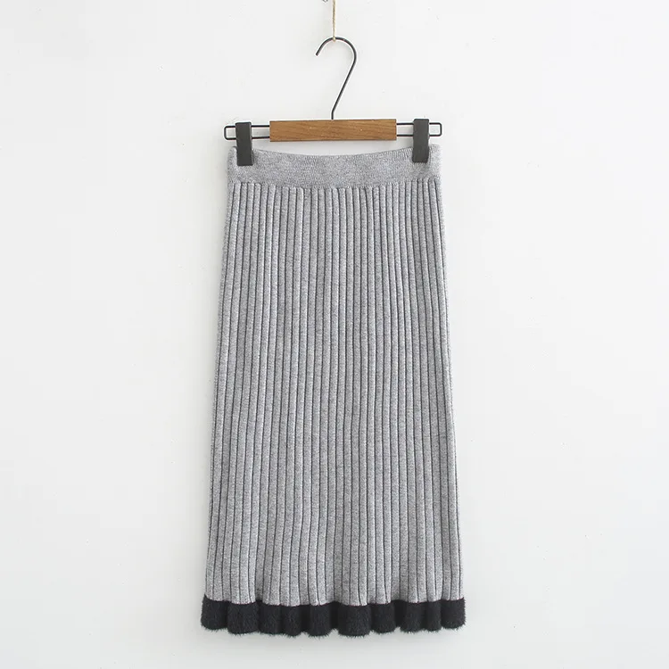 Plus Size Casual 2019 Autumn Women Fashion Mohair knitting Skirts A2-072 | Женская одежда