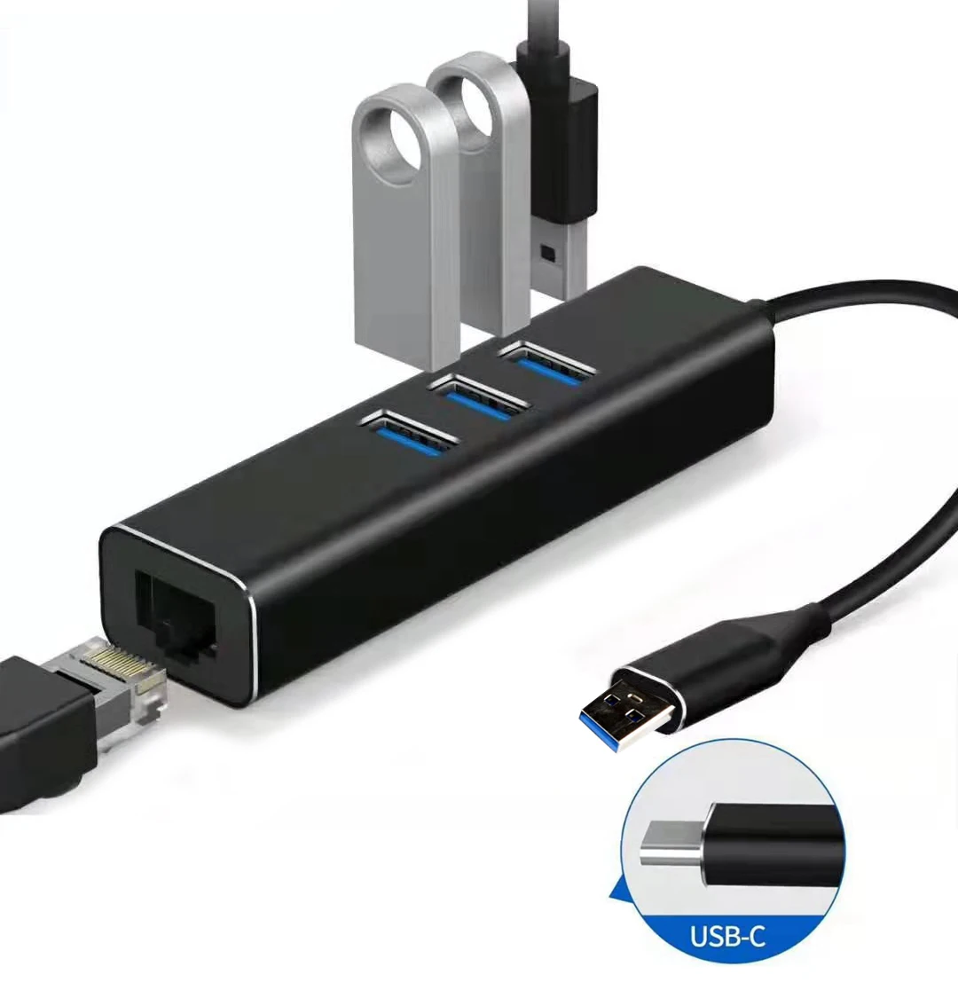 4в1 Type C USB 3 0 RJ45 Ethernet адаптер 100 Мбит/с концентратор Lan USBC для MACBOOK Air Pro Dell ASUS ноутбук