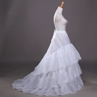 3 hoops long petticoats for women wedding dress skirt 3 layers elastic waist underskirt crinoline jupon petticoat train