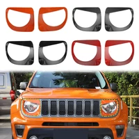 for jeep renegade 2019 2020 2021 front headlight head lamp decoration cover trim car exterior accessories abs carbon fiber