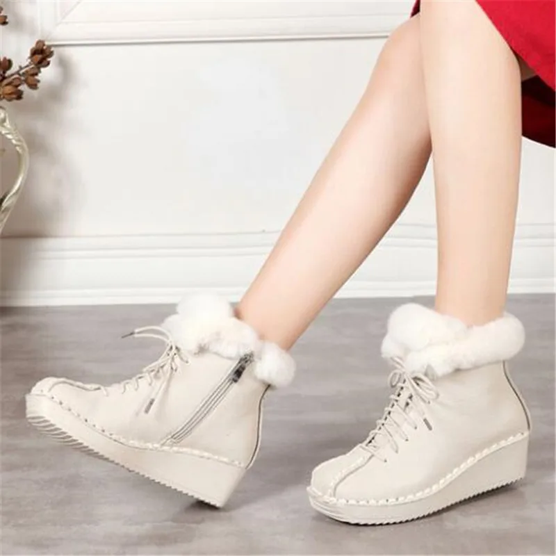 

Handmade Retro 100% Natural Full Genuine Leather Boots Women Shoes Warm Snow Boots 2021 Fashion Elegant Ankle Boots Women Boots