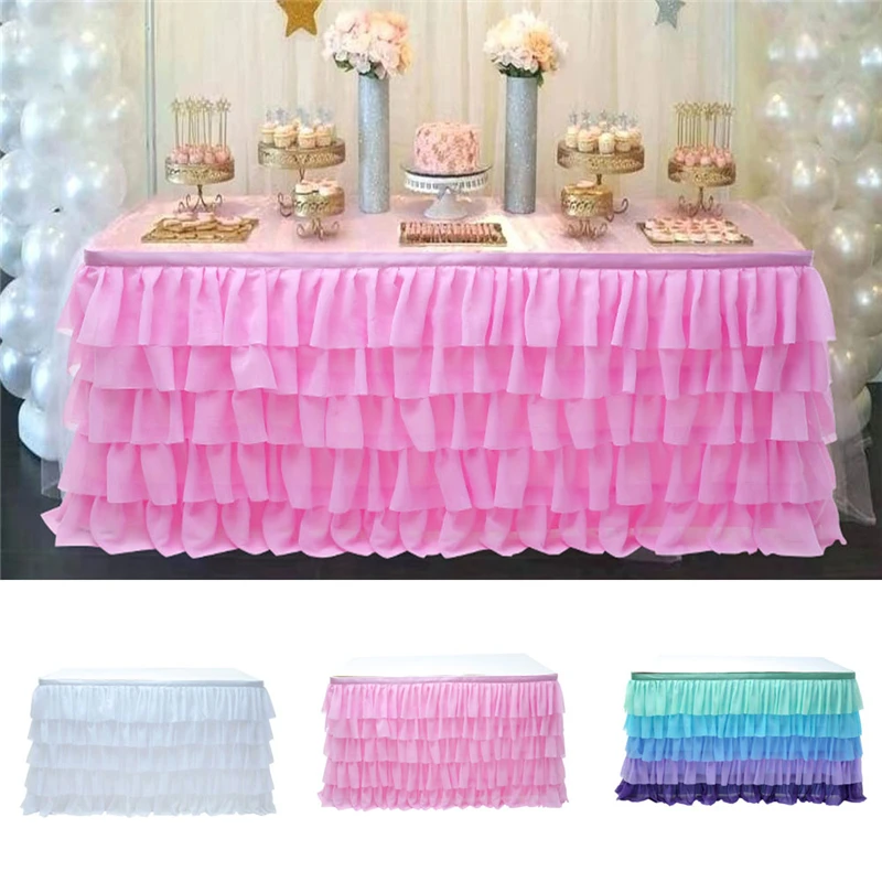 

6ft Wedding Tulle Tutu Table Skirt Party Birthday Festive Baby Shower Decor