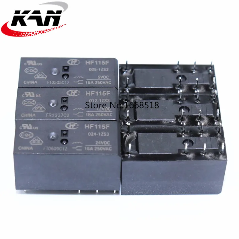 Реле HF115F-005-1ZS3 HF115F-012-1ZS3 10 шт. HF115F-024-1ZS3 250 В 16 А 8-контактное реле 5 В/12 В/24 постоянного