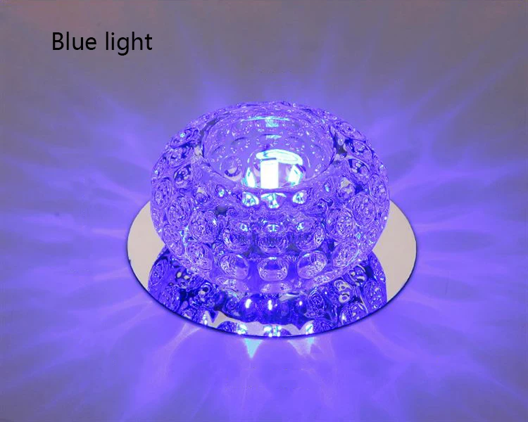 Blue light Светодиодный хрустальный потолочный светильник s современный круговой мини потолочный светильник светодиодный светильник для гостиной спальни прохода коридора кухни крыльца 3 Вт 5 Вт - Цвет корпуса: Blue light