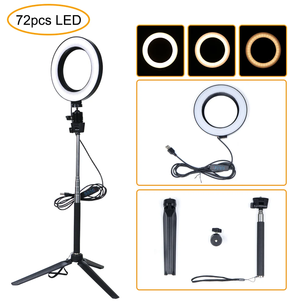 

Photography LED Ring Fill Light Dimmable Camera Phone Ring Lamp With Table Tripods For Makeup Video Live Studio