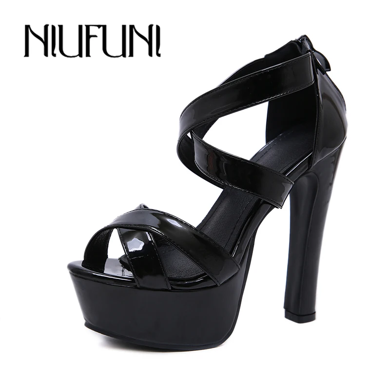 Босоножки NIUFUNI женские на платформе пикантные туфли из лакированной кожи очень