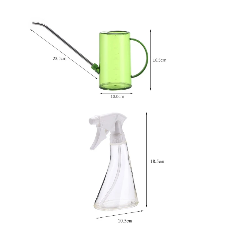 

1L Long Spout Watering Can Sprinkling Pot Mister Spray Bottle Set for Flowers Pl