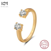 kiss mandy real 925 sterling silver rings open design silvergold color aaa zircon adjustable ring party jewelry women sr60
