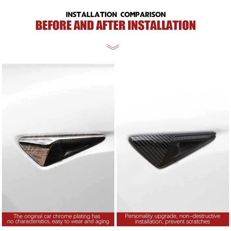 

Carbon Fiber Side Fender Camera Cover Trim for Tesla Model 3 S X Y 2019-2021 Car Camera Decorative Stickers